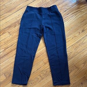 ATHLETA Women’s Navy Blue Venice Pintuck Pant Medium Mid Rise Stretch Pull Up